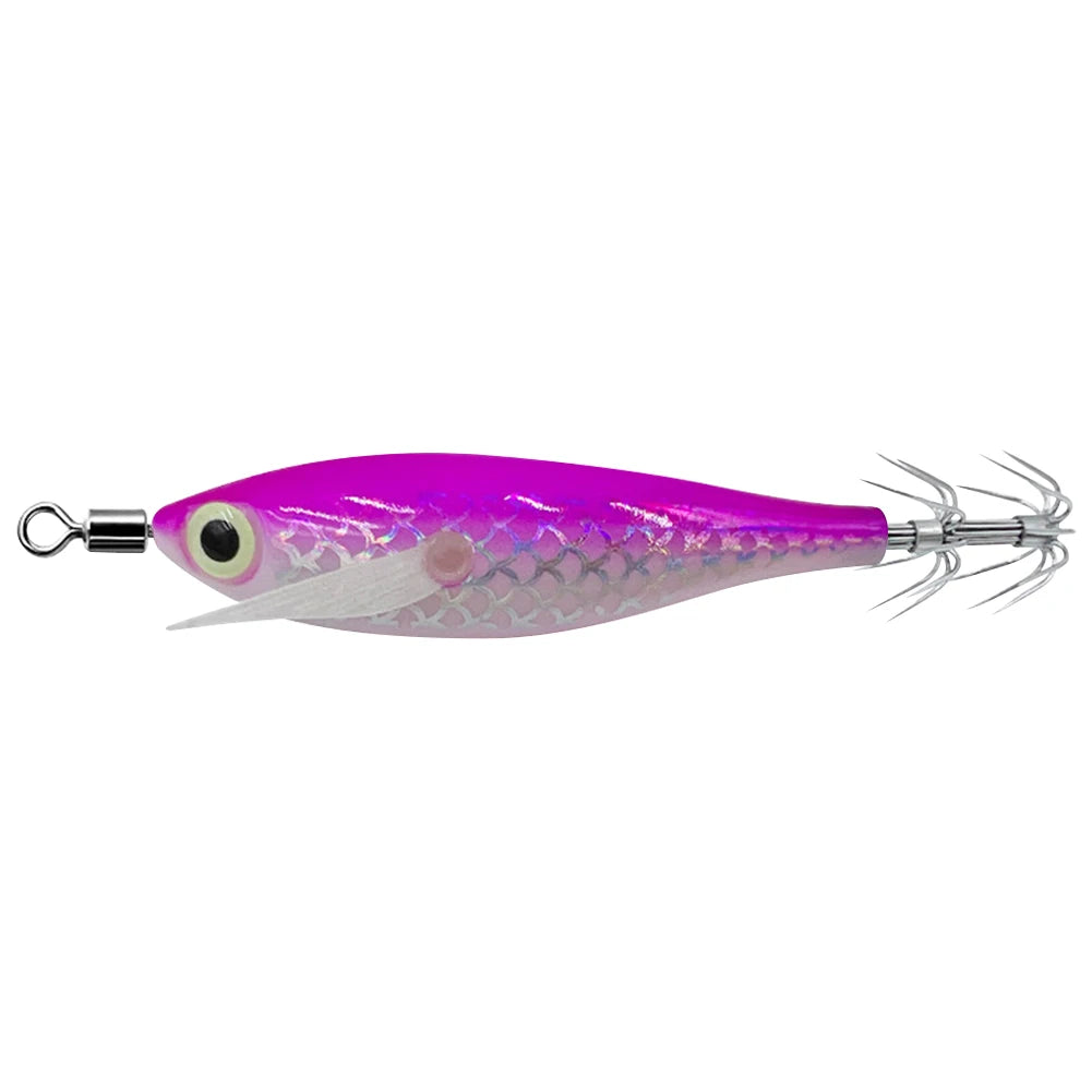 Luminous Squid Hook Squid Fishing Lure with 3D Eyes Cuttlefish Attracting Lure Glow In The Dark Squid Bait for Night Fishing