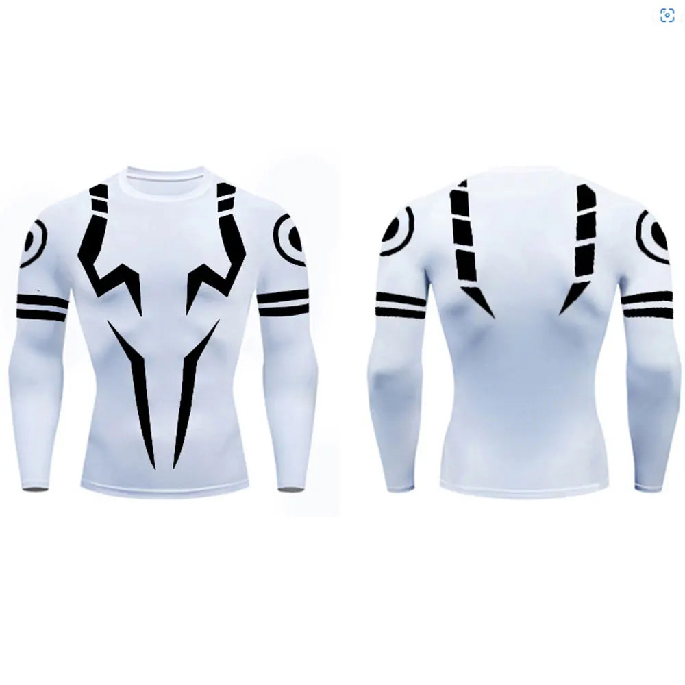 Anime Jujutsu Kaisen Compression T Shirt Men 3D Print Sukuna Breathable Football Fitness Tight Sportswear Quick Dry Riding Tops