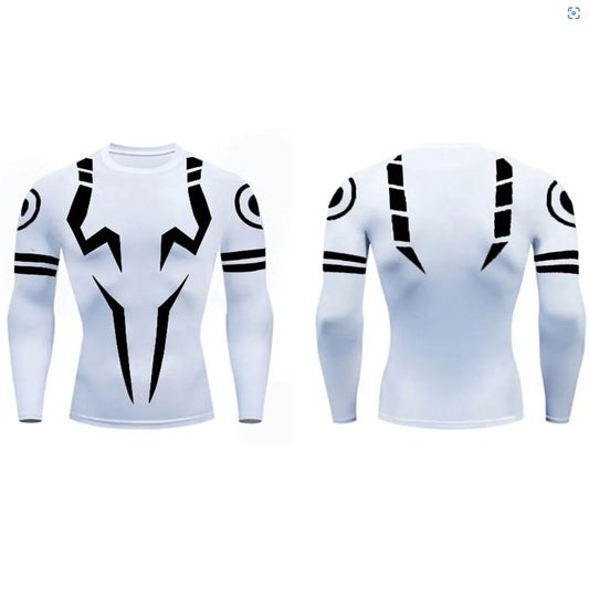 Anime Jujutsu Kaisen Compression T Shirt Men 3D Print Sukuna Breathable Football Fitness Tight Sportswear Quick Dry Riding Tops