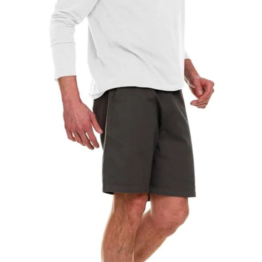 Big And Tall Men's Twill Casual Shorts With Half Elastic Waist