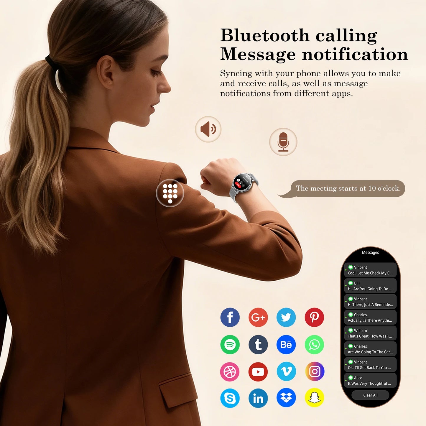 Blackview New X30 Lady's Smartwatch with Health Monitor Fitness Tracker 1.26” AMOLED Screen Bluetooth Smartwatch for Android IOS