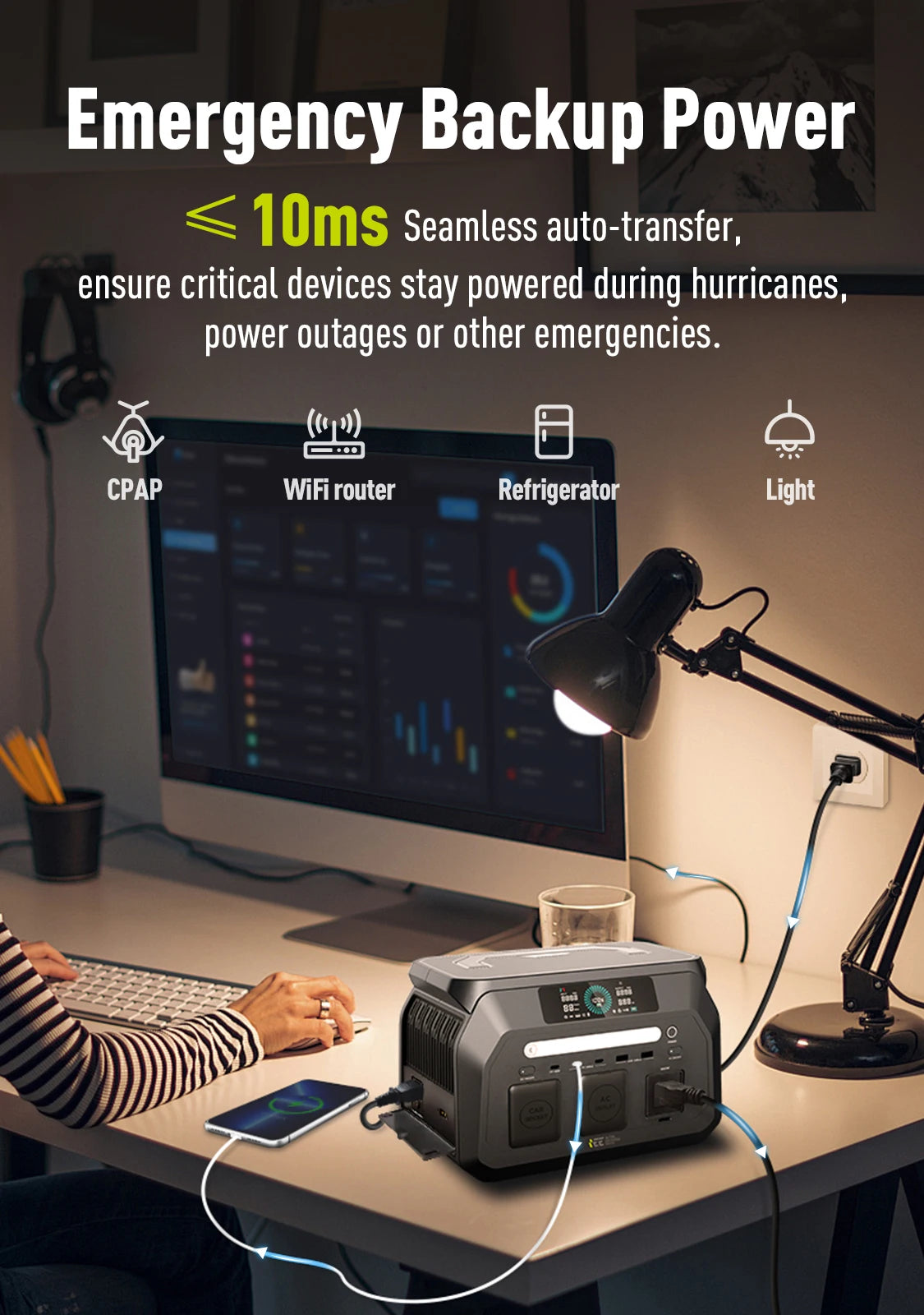 IEE P800 Portable Power Station 512Wh LiFePO4 Solar Generator