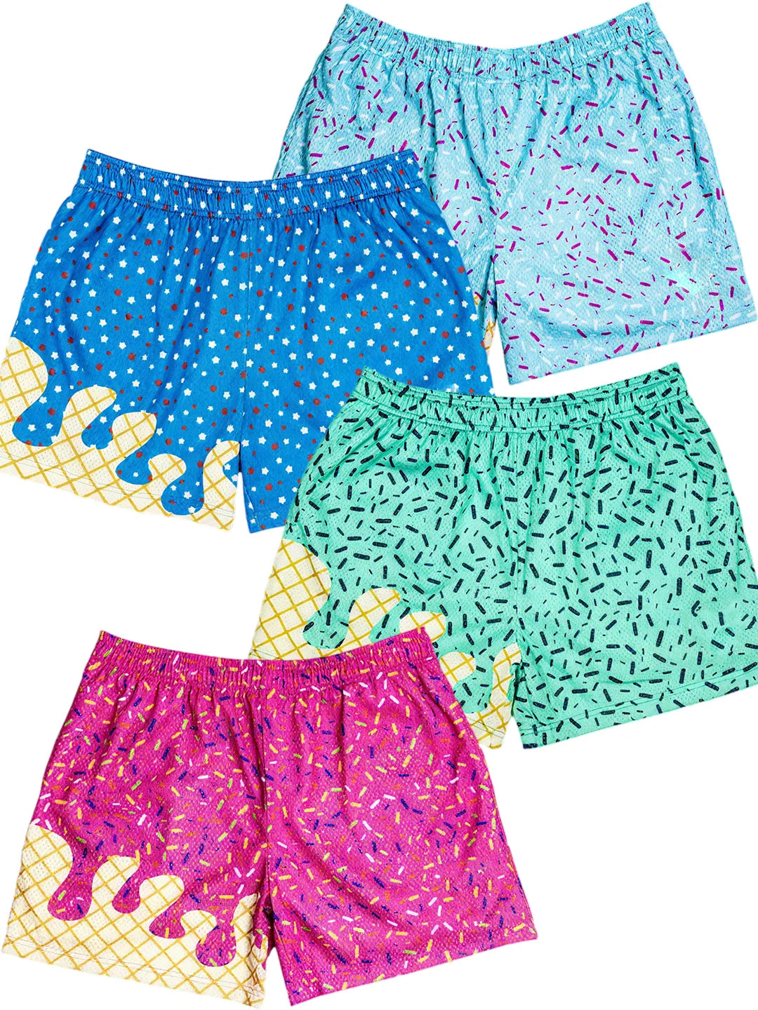 Ice Cream Print Baseball Shorts For Casual And Beach Activities