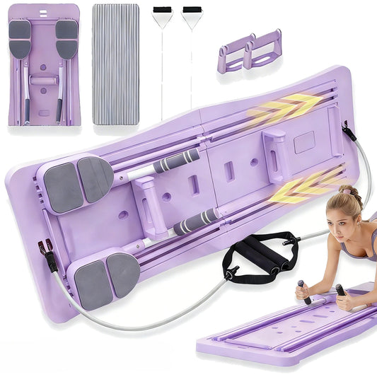 Foldable Pilates Sliding Board With Resistance Bands For Body Workout