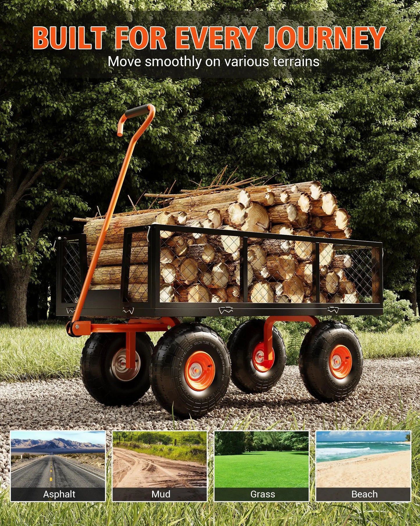 Heavy Duty Mesh Steel Garden Cart With Removable Sides