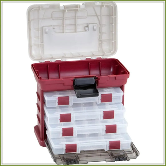 Two-Sided Fishing Gear Organizer With Clear Lid And Four Boxes