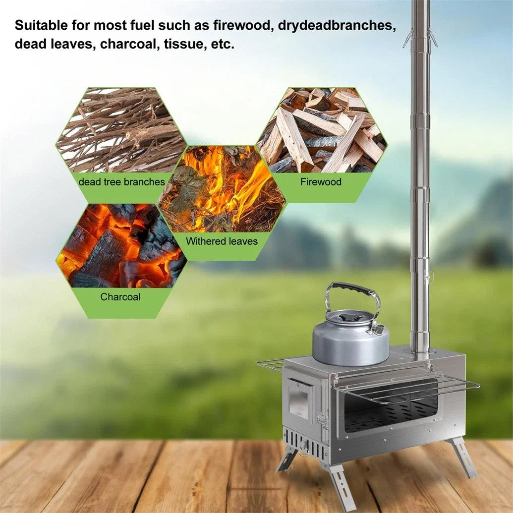 Hot Tent Stove Unho Wood Burning Portable Chimney Pipes
