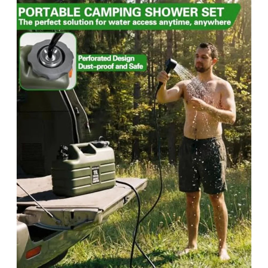 Portable Camping Shower With Rechargeable Pump IPX8 Waterproof