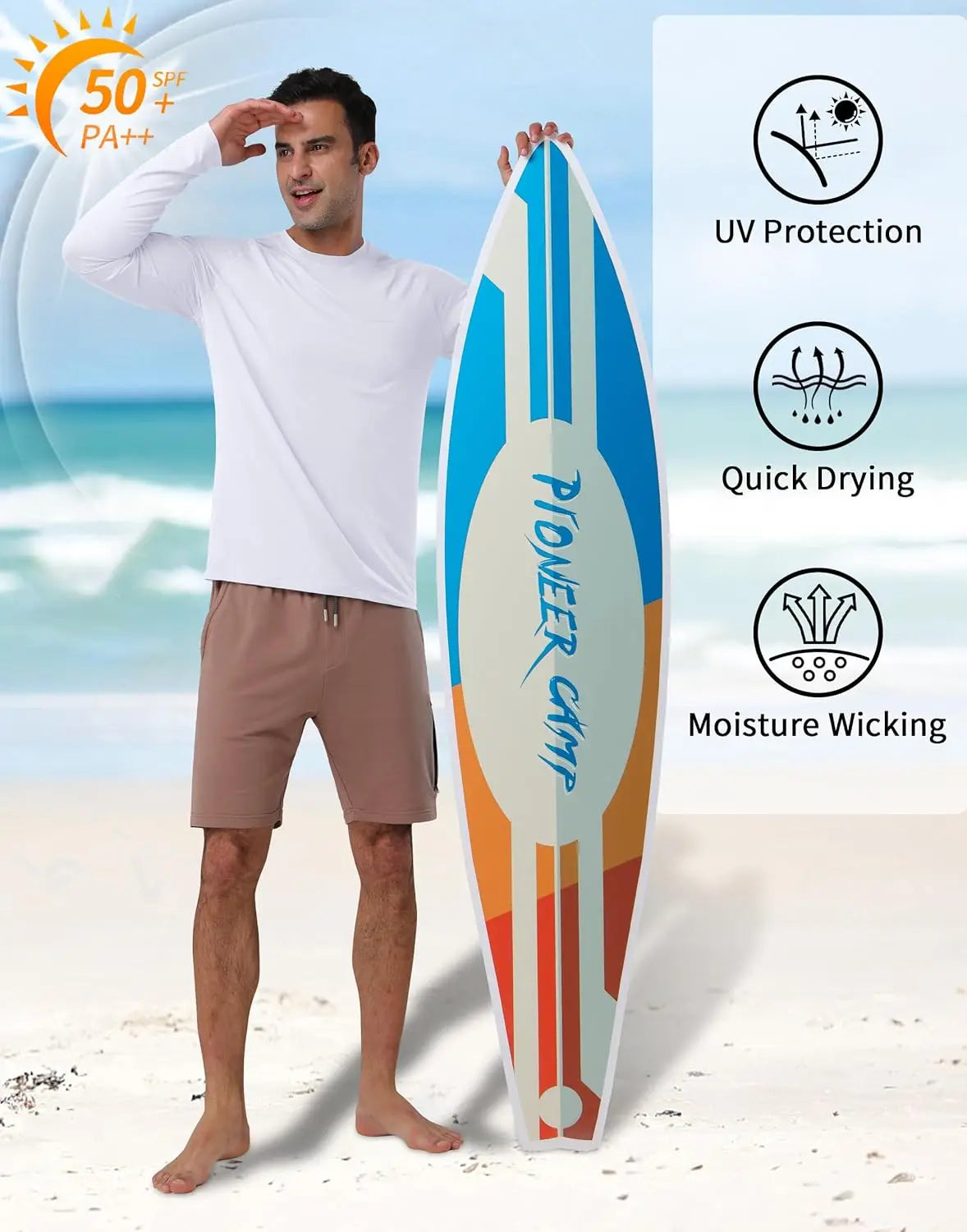 Pioneer Camp Men UPF50+ Quick Dry Sun Protection Rash Guard