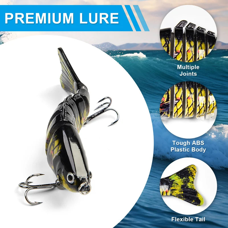 Lifelike 7-Segment Swimbait Lures, 3-Piece Set for Freshwater and Saltwater