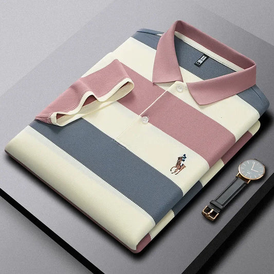 Men's Polo Shirt With Turn Down Collar Wrinkle Resistant Knit