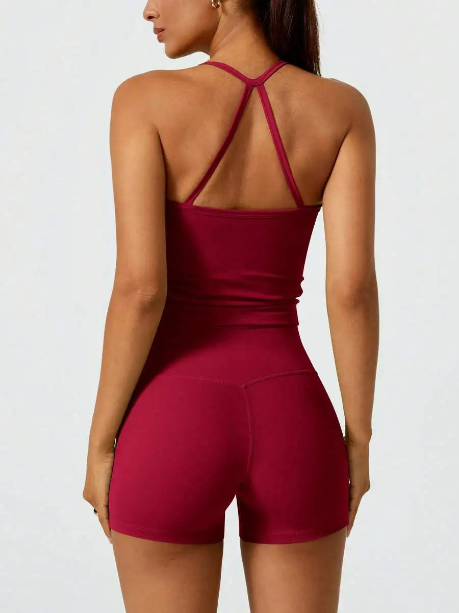 Womens Halter Backless Yoga Sports Suit With Butt Lifting Effect Spring Summer