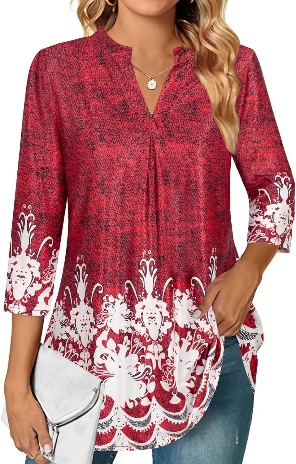Womens Dressy Casual Chiffon Blouse With V Neck Sleeves