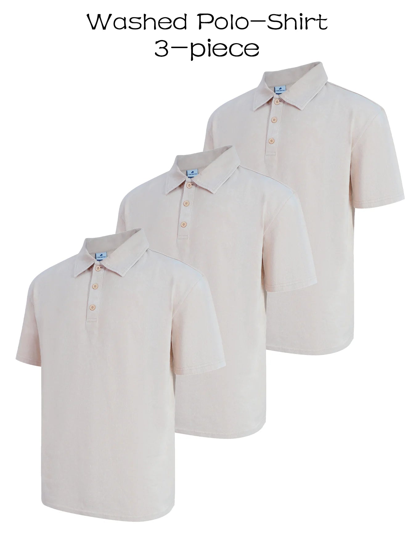 Three piece men's premium washed golf T-shirt classic short sleeved lapel shirt casual breathable top Valentine's Day gift