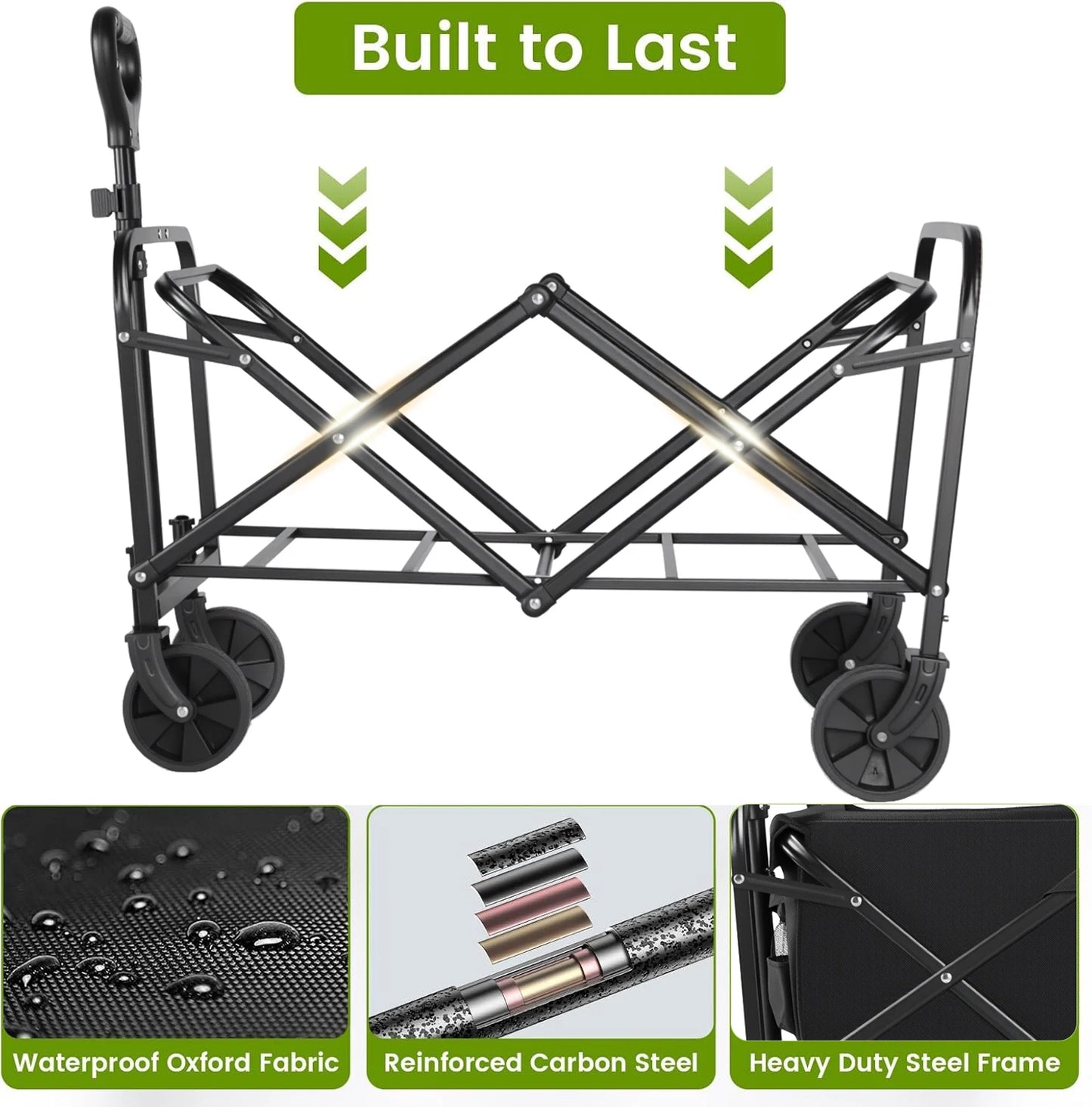 Heavy Duty Wagon Cart Foldable All Terrain Wheels Utility Wagon