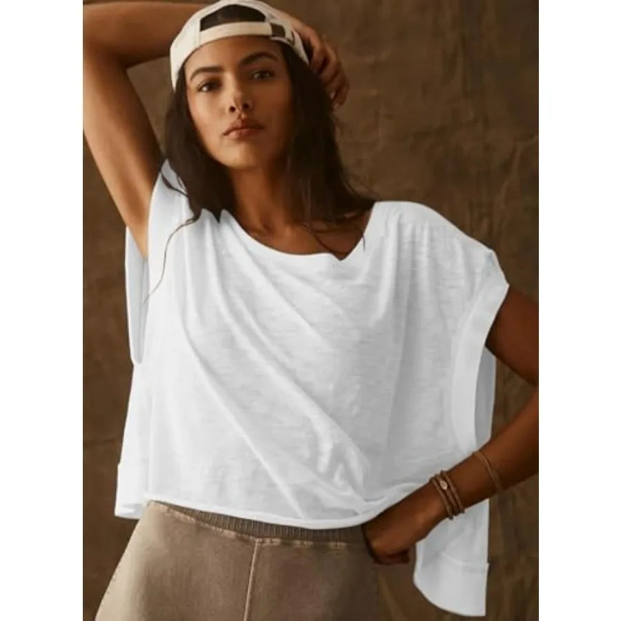 Kumufenc Women Short Sleeve Workout Shirts Open Back Tops Casual Yoga Y2k Athletic Gym Slouchy Crop Running Tees
