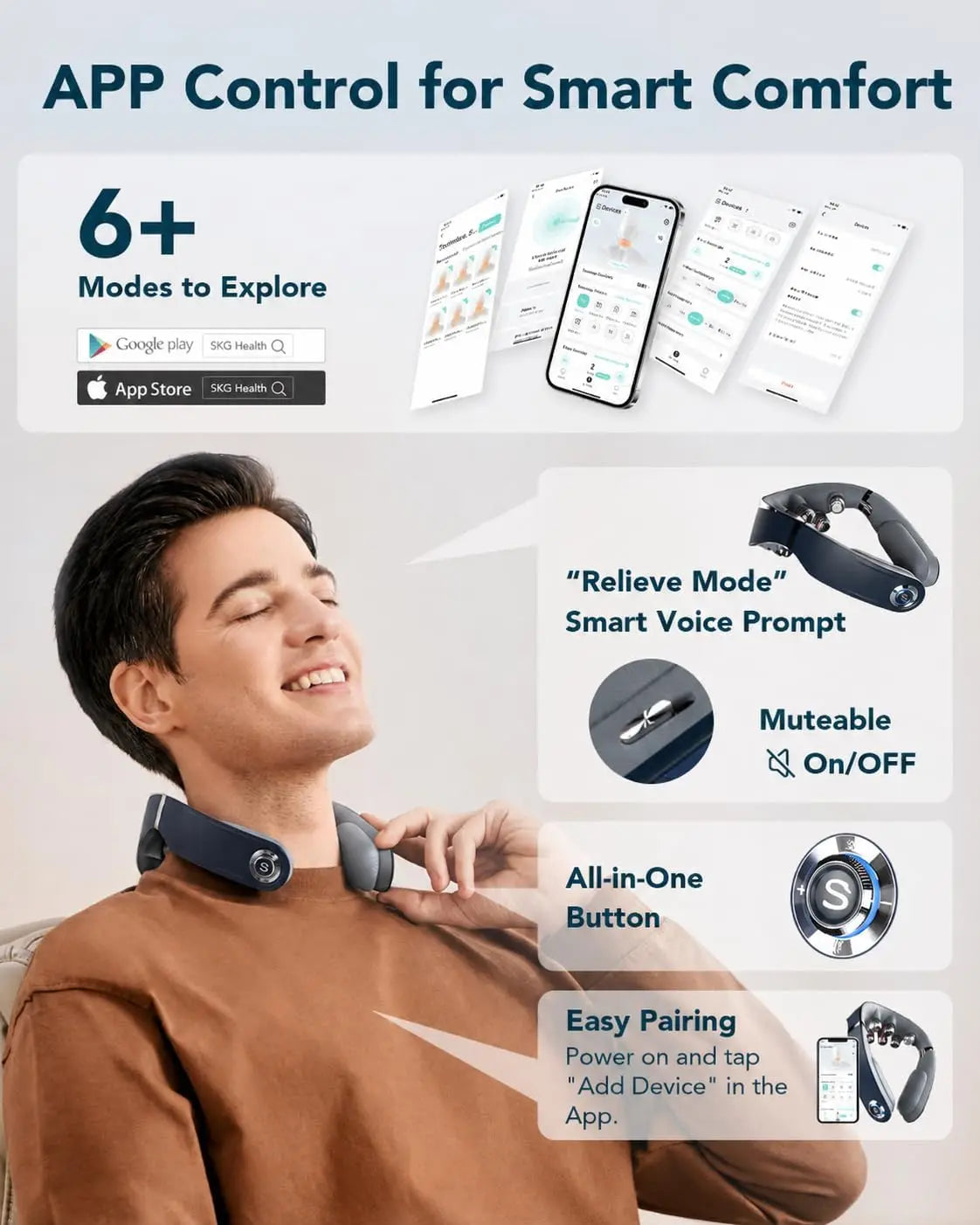 Cordless Foldable Neck Massager With Heat And Vibration For Travel