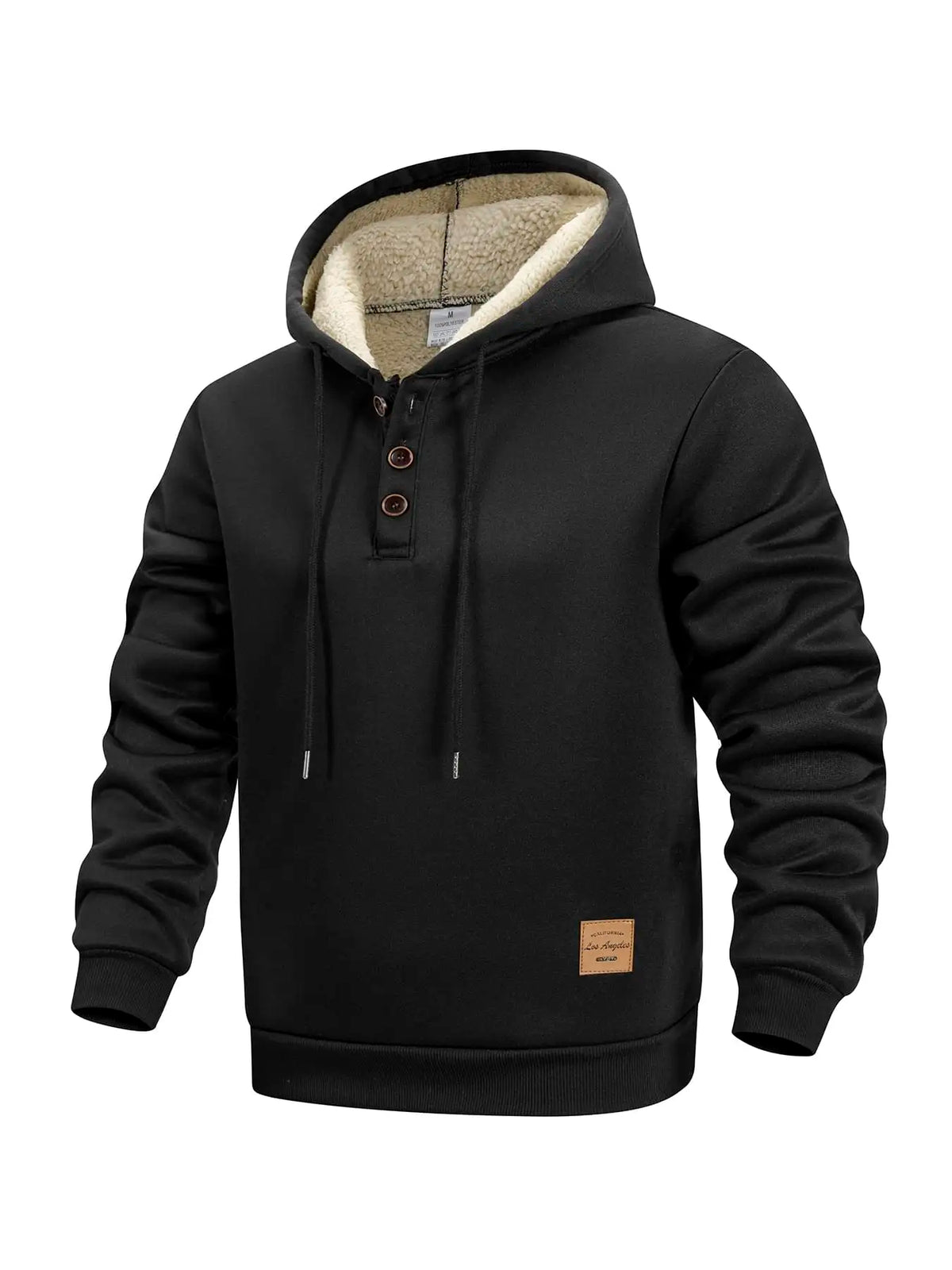 Men's Sherpa Fleece Lined Henley Hoodie Pullover Winter Sweatshirt
