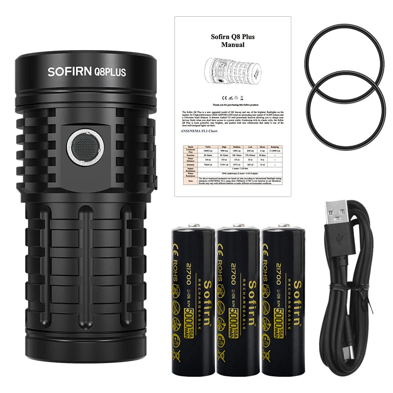 Sofirn Q8 Plus Led Flashlight 16000lm USB C Rechargeable