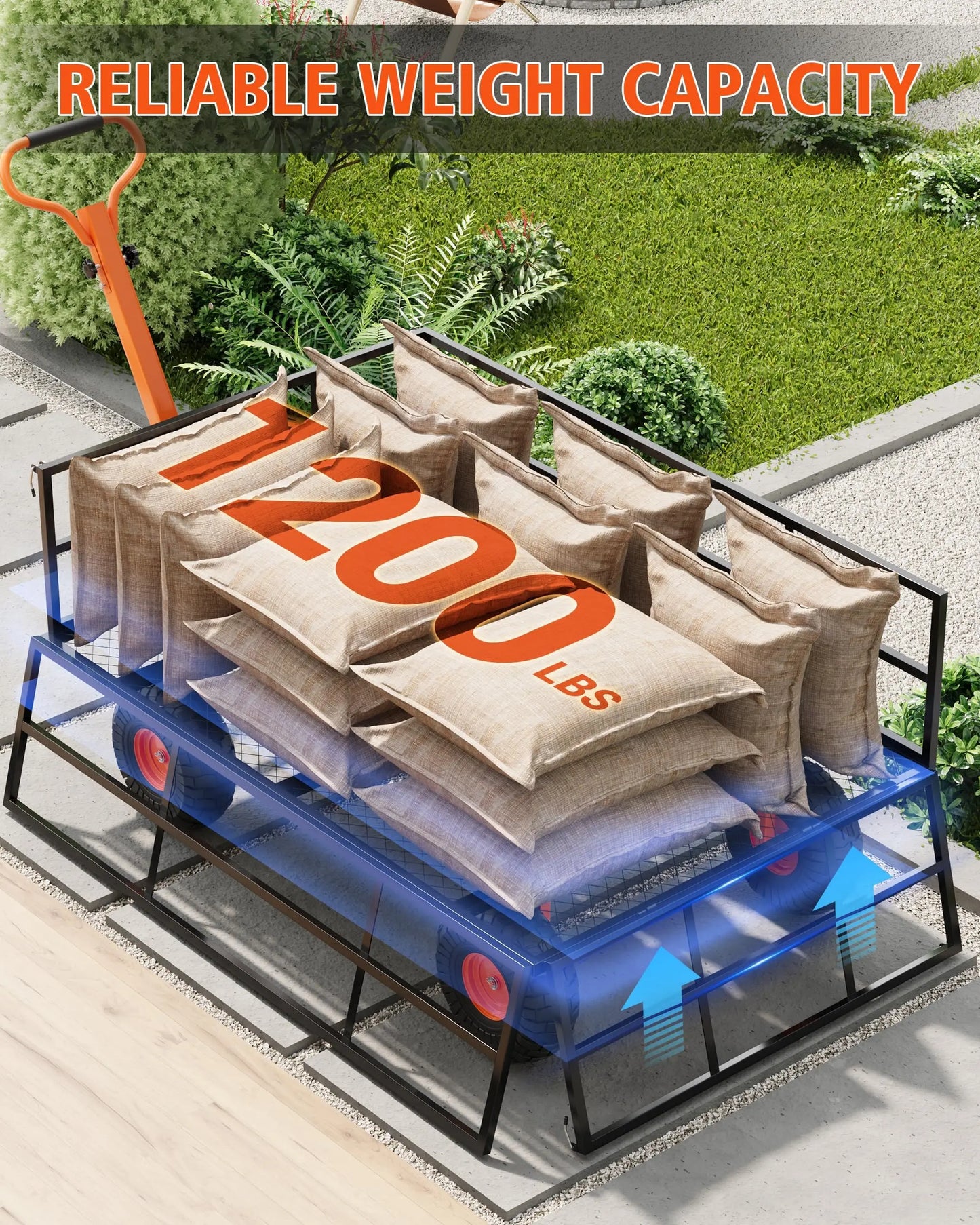 Heavy Duty Mesh Steel Garden Cart With Removable Sides