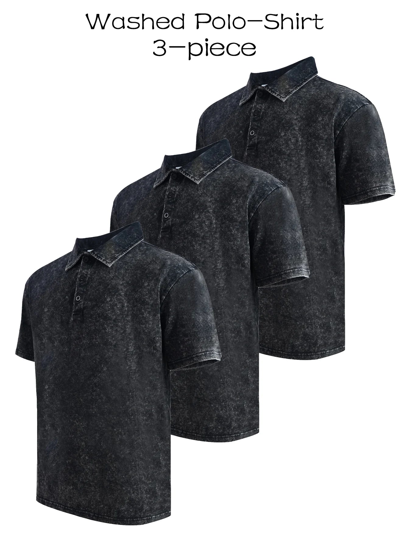 Three piece men's premium washed golf T-shirt classic short sleeved lapel shirt casual breathable top Valentine's Day gift