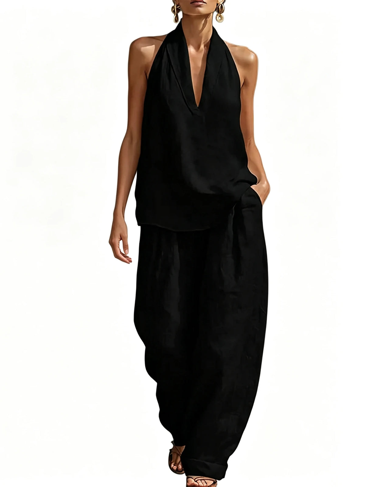 Women Oversized Two Piece Casual Top And Pants Summer Set