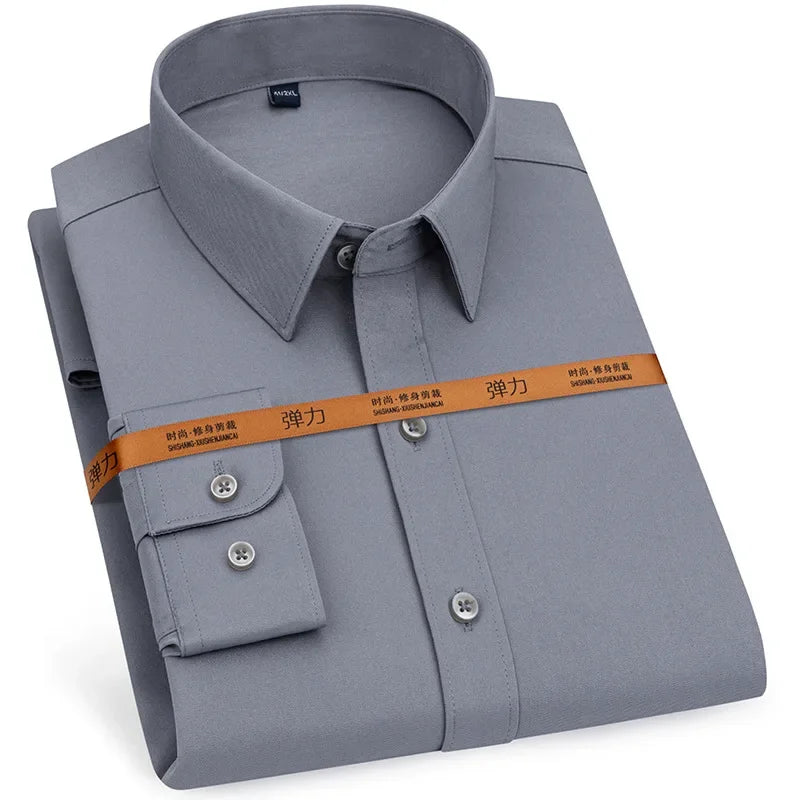 Men's Slim Fit Dress Shirt Long Sleeve Free Ironing Breathable