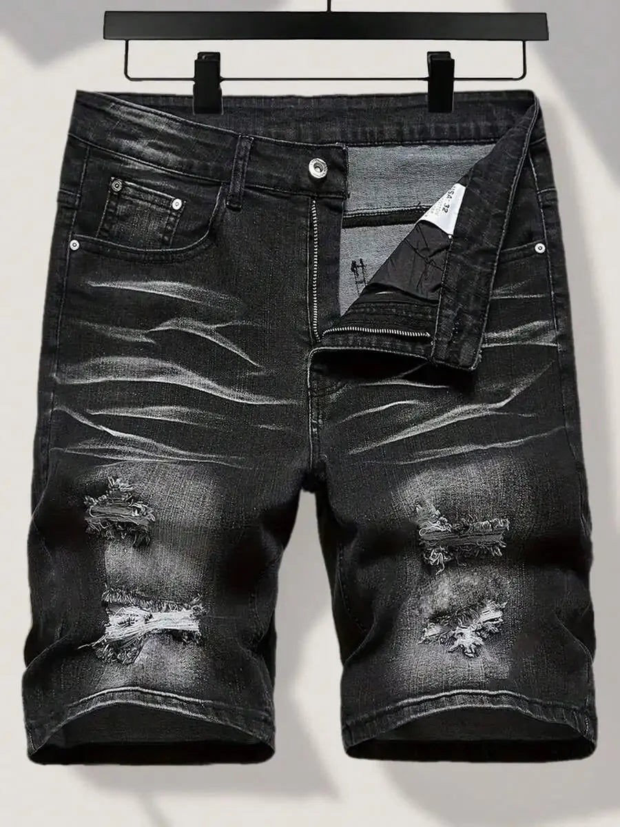 Mens Stretch Slim Denim Shorts For Casual Summer Wear
