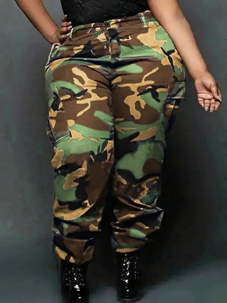 Women Casual Camouflage Cargo Pants With Pockets For Everyday