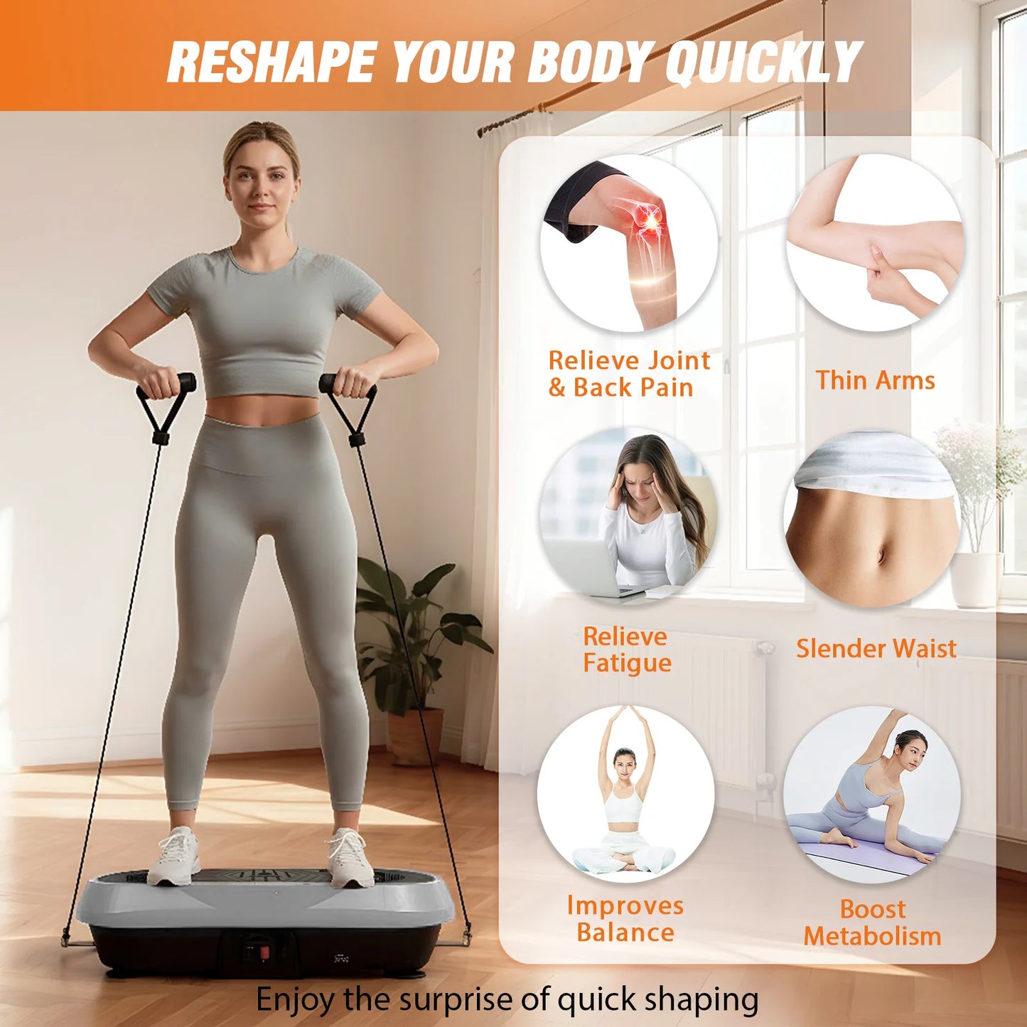 Portable Vibration Plate Full-Body Exercise Machine With Bluetooth Bands