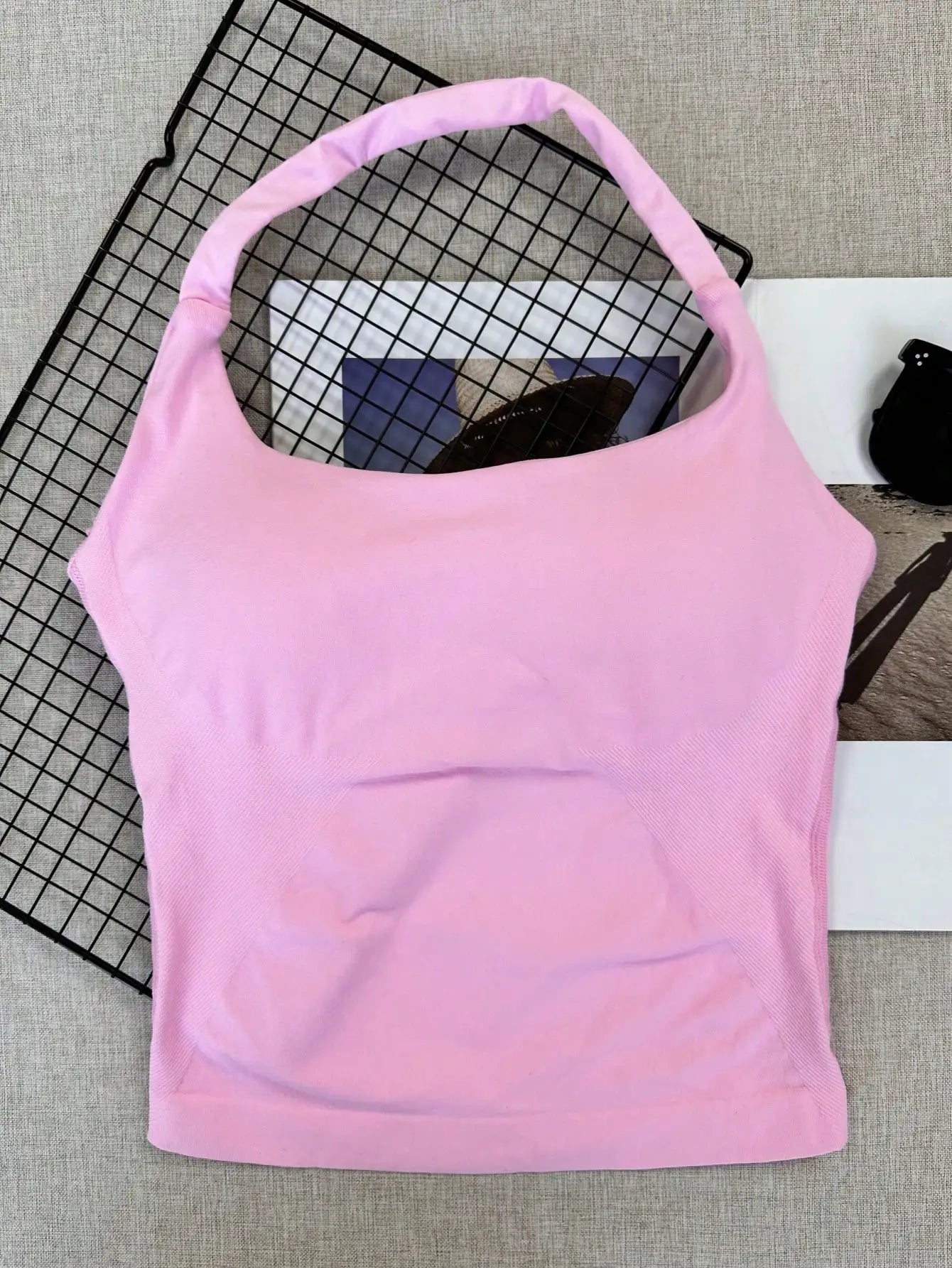 Seamless Long Camisole Sports Tank Top Built-In Removable Bra