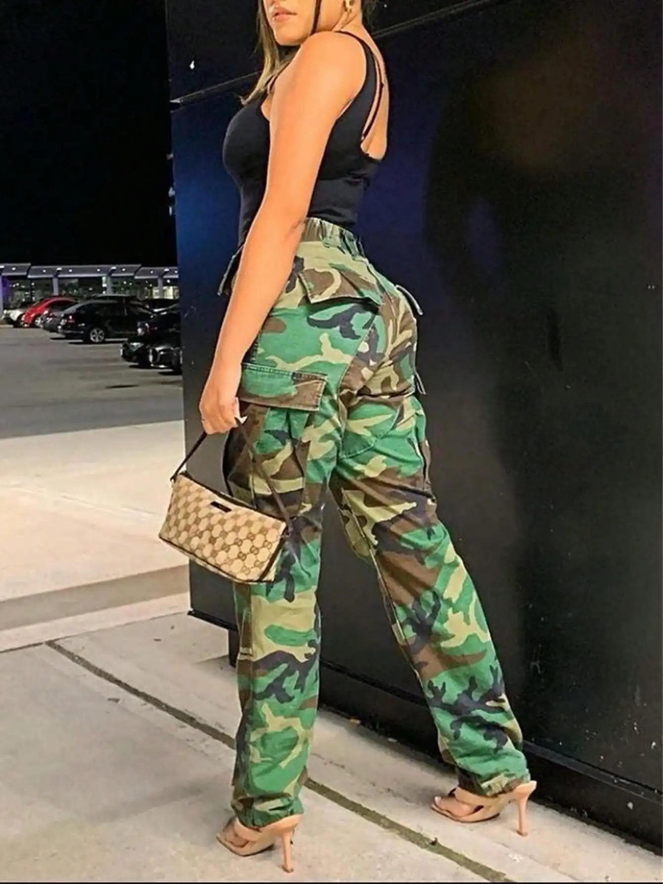 Ladies Camouflage Jogger Pants Casual Loose Fit Elastic Waist Pockets