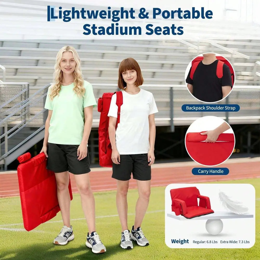20 Stadium Seat,Wide Stadium Seats With Back Support,6Position Adjustable Bleacher Chairs,Folding Bleacher Seats Stadium Chair