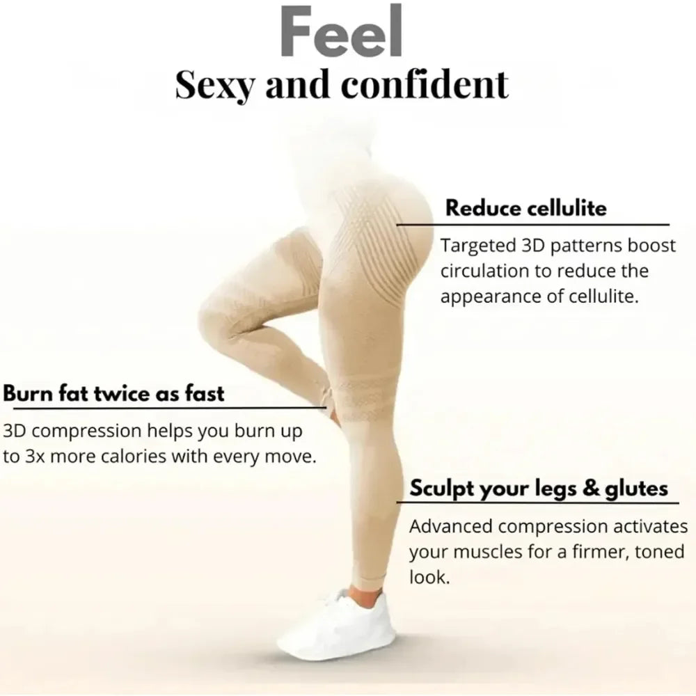 Slimove Cellulite 3D Leggings High Waisted Butt Lift For Gym