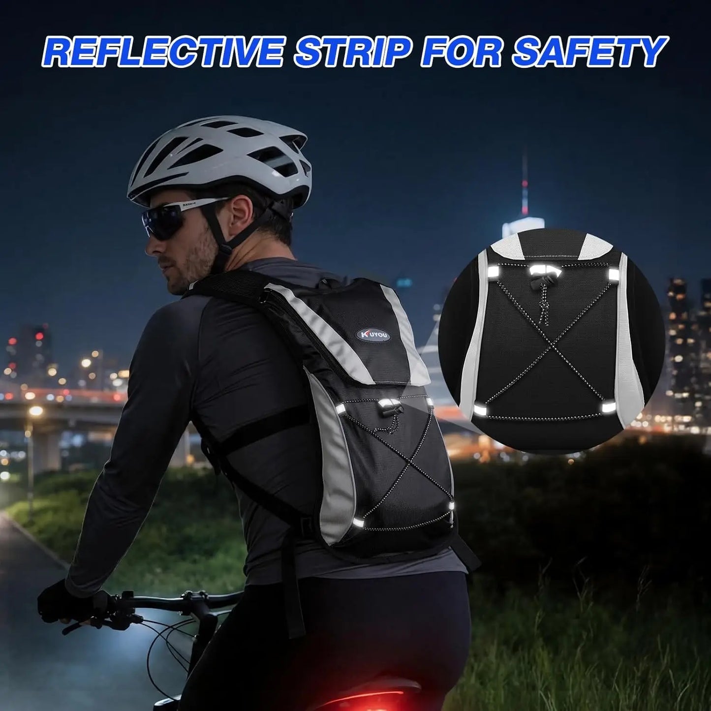Running Hydration Vest, Lightweight Insulated Backpack with 2L Water Bladder, Adjustable Straps, Reflective for Marathon Hiking