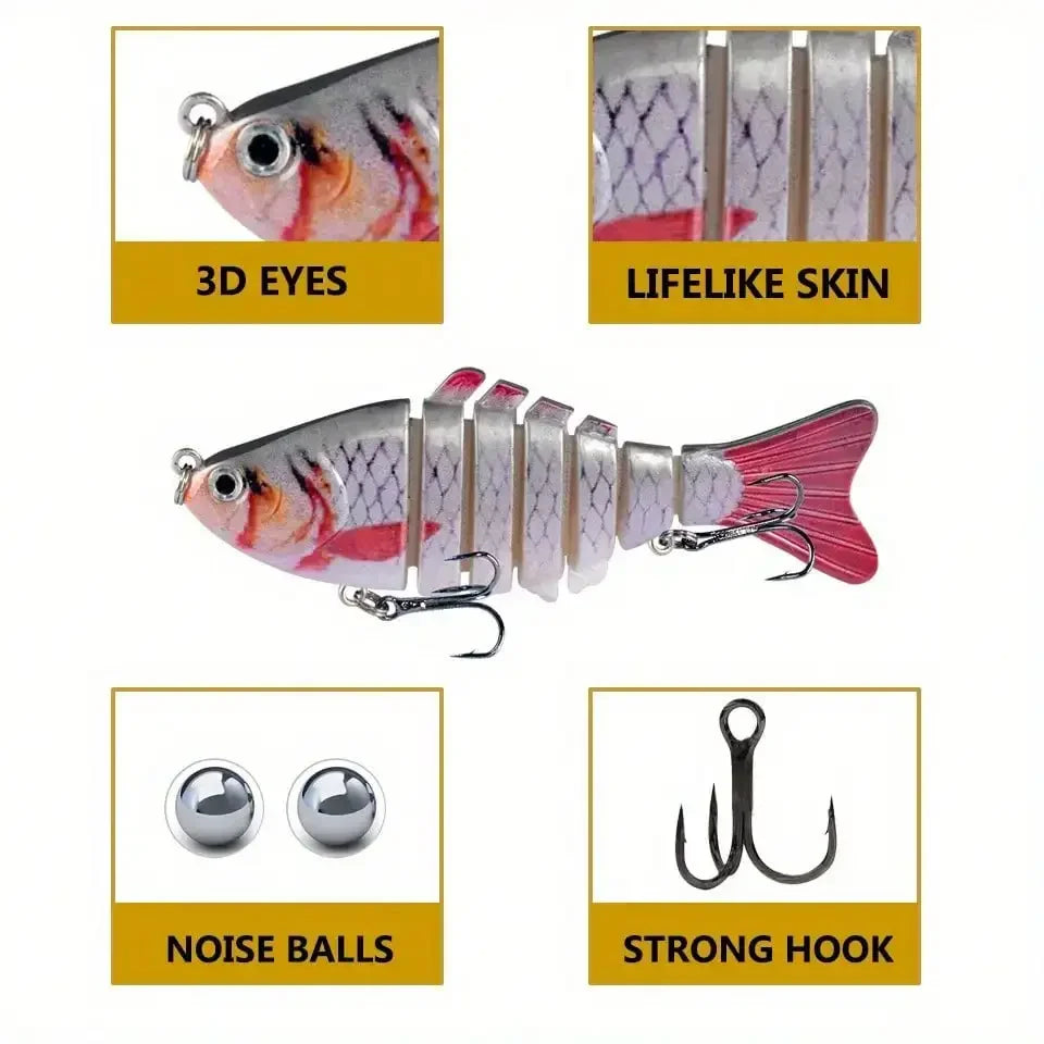 Multi Jointed 7 Segment Swimbait Lure Kit Freshwater Saltwater