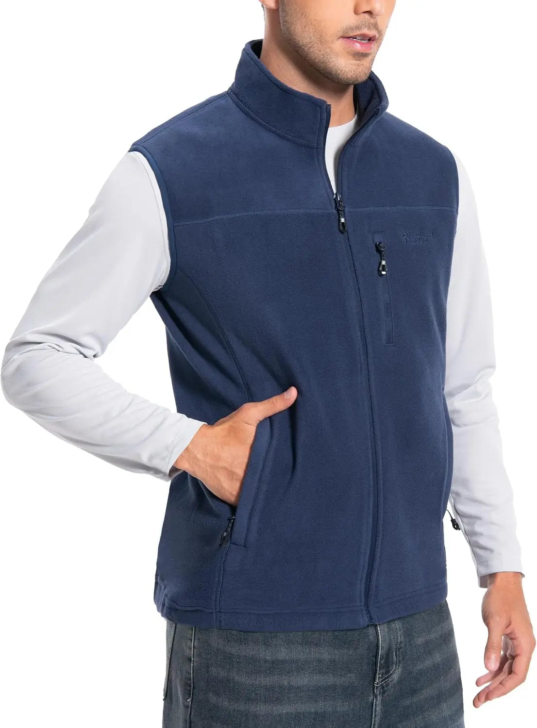 Pioneer Camp Men Lightweight Warm Polar Fleece Vest With Pockets