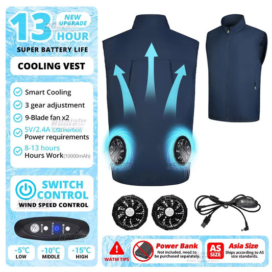 NONECN Cooling Vest With Wearable Fan For Hot Weather Work