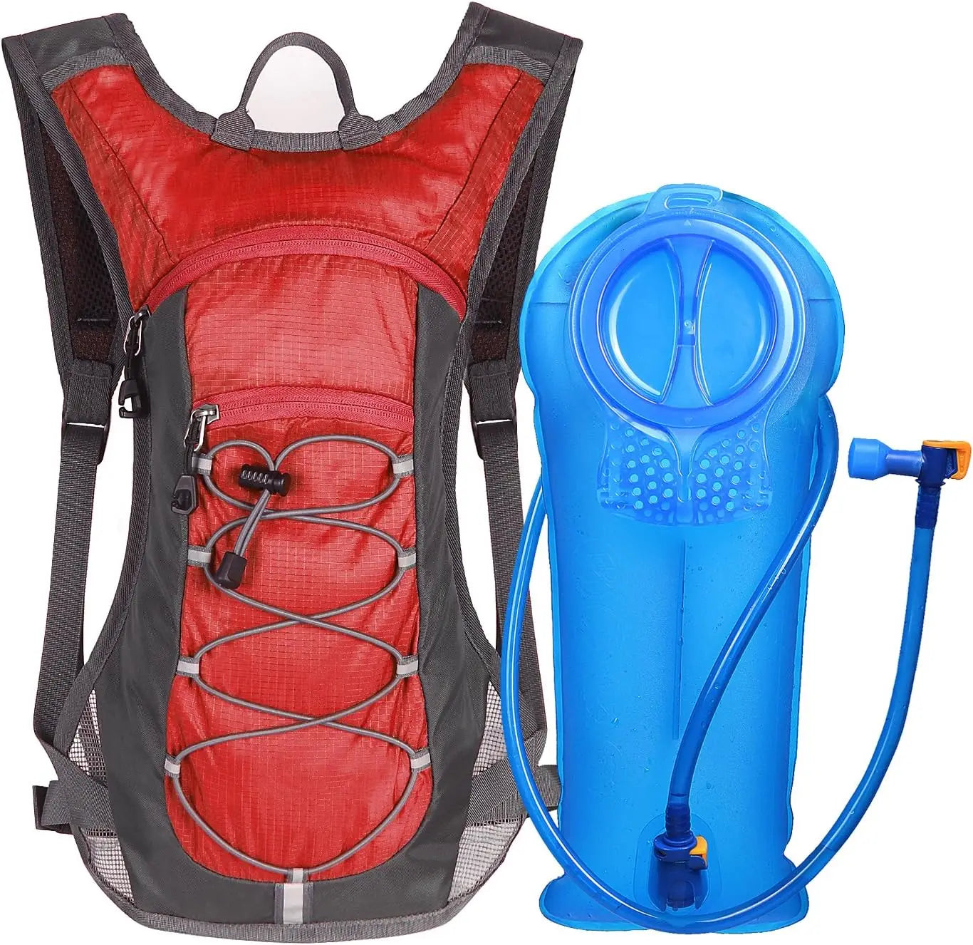 Backpack w/ 2L (70oz) Water Bladder - Perfect for Hiking, Cycling, Camping.