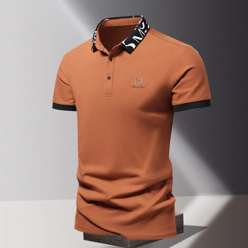 Summer men's POLO shirt fashionable ice silk quick drying short sleeved T-shirt solid color loose fitting business collar top