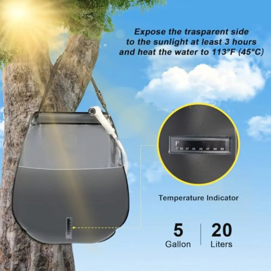 Portable Camping Privacy Tent, Outdoor Shower Tent Kit with 5 Gallon Shower Bag- Nozzle Upgraded