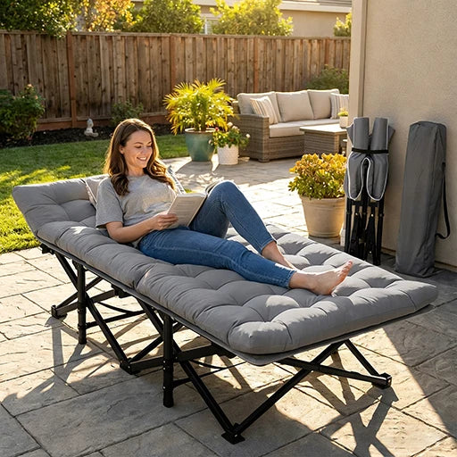 Aoran Heavy Duty Folding Camping Cot With Portable Mattress