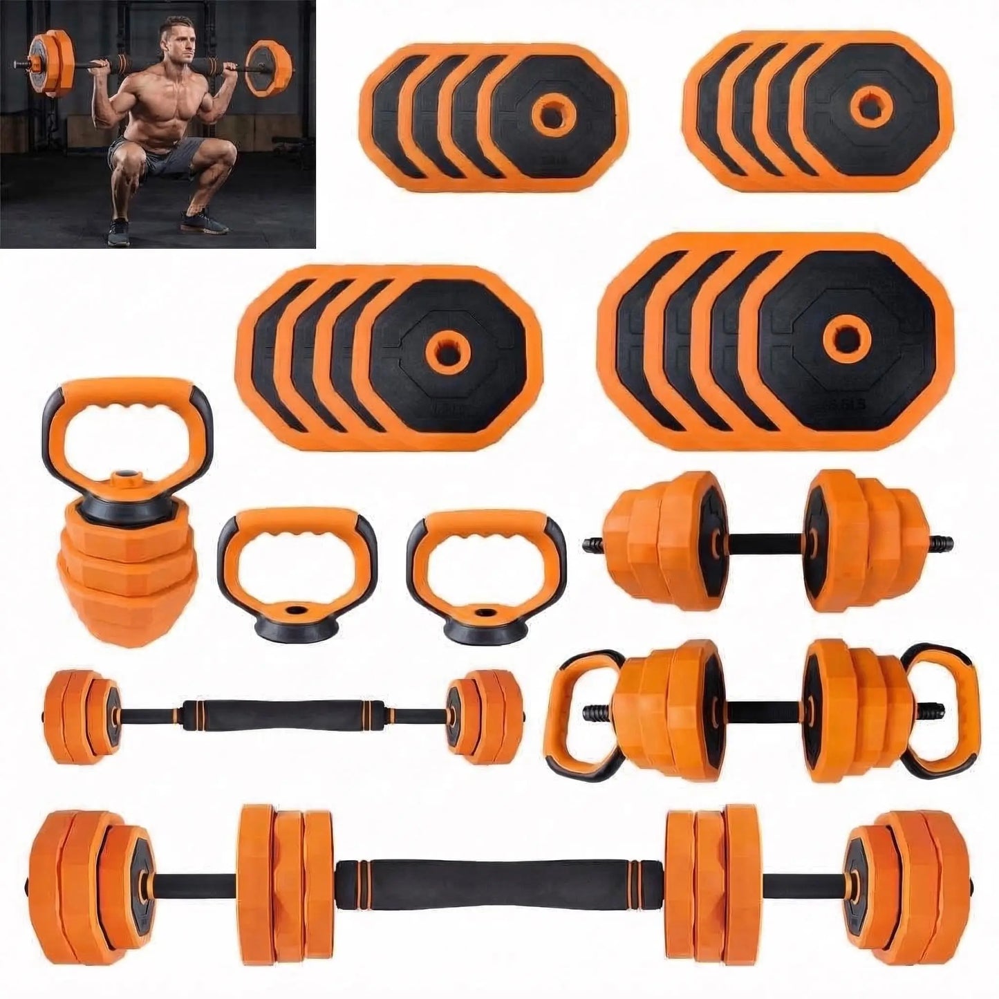 Adjustable Dumbbells Set For Home Gym 4 In 1 Multi Function