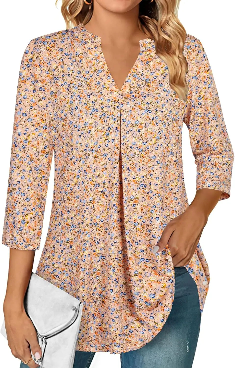 Womens Dressy Casual Chiffon Blouse With V Neck Sleeves
