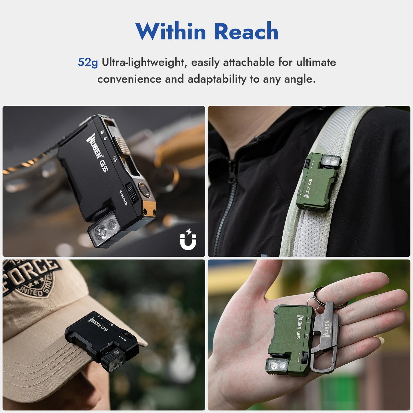WUBEN G5 Rechargeable EDC Flashlight 400 Lumens Dual Light RGB