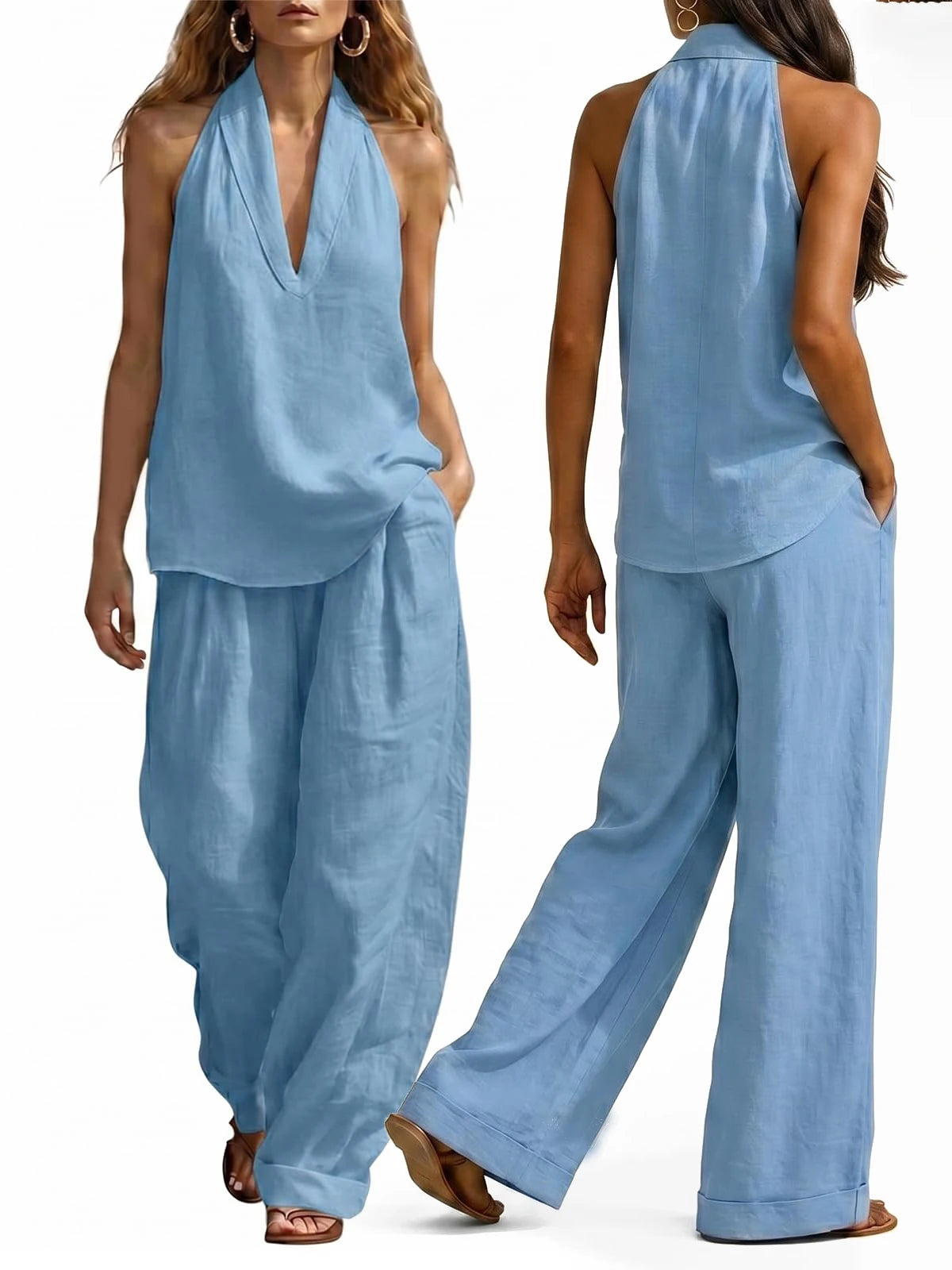 Women Oversized Two Piece Casual Top And Pants Summer Set