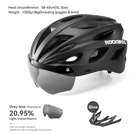 ROCKBROS Lightweight Cycling Helmet With Integrated Goggles For Road MTB