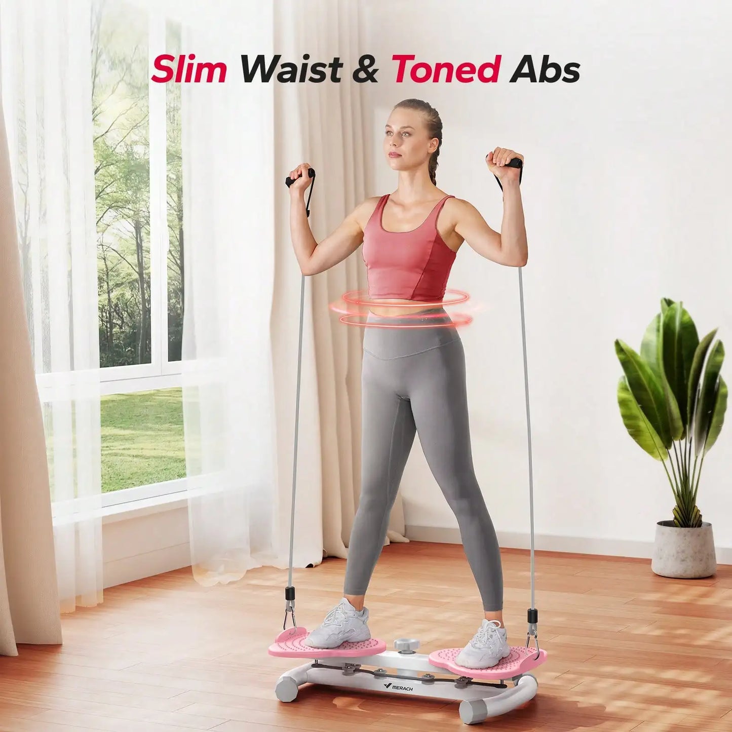 Waist Ab Machine, 300 Lbs Capacity Core & Abs Workout Equipment For Slim Waist, Quiet Home Gym Exercise Machine For Women & Men