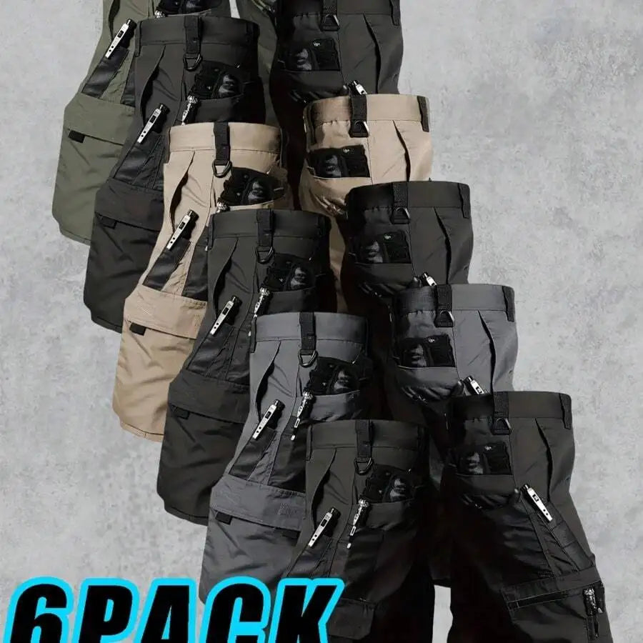 6 Pack Mens Cargo Shorts Multi Pocket Quick Dry Breathable Straight Lightweight Outdoor Hiking Camping Training Shorts