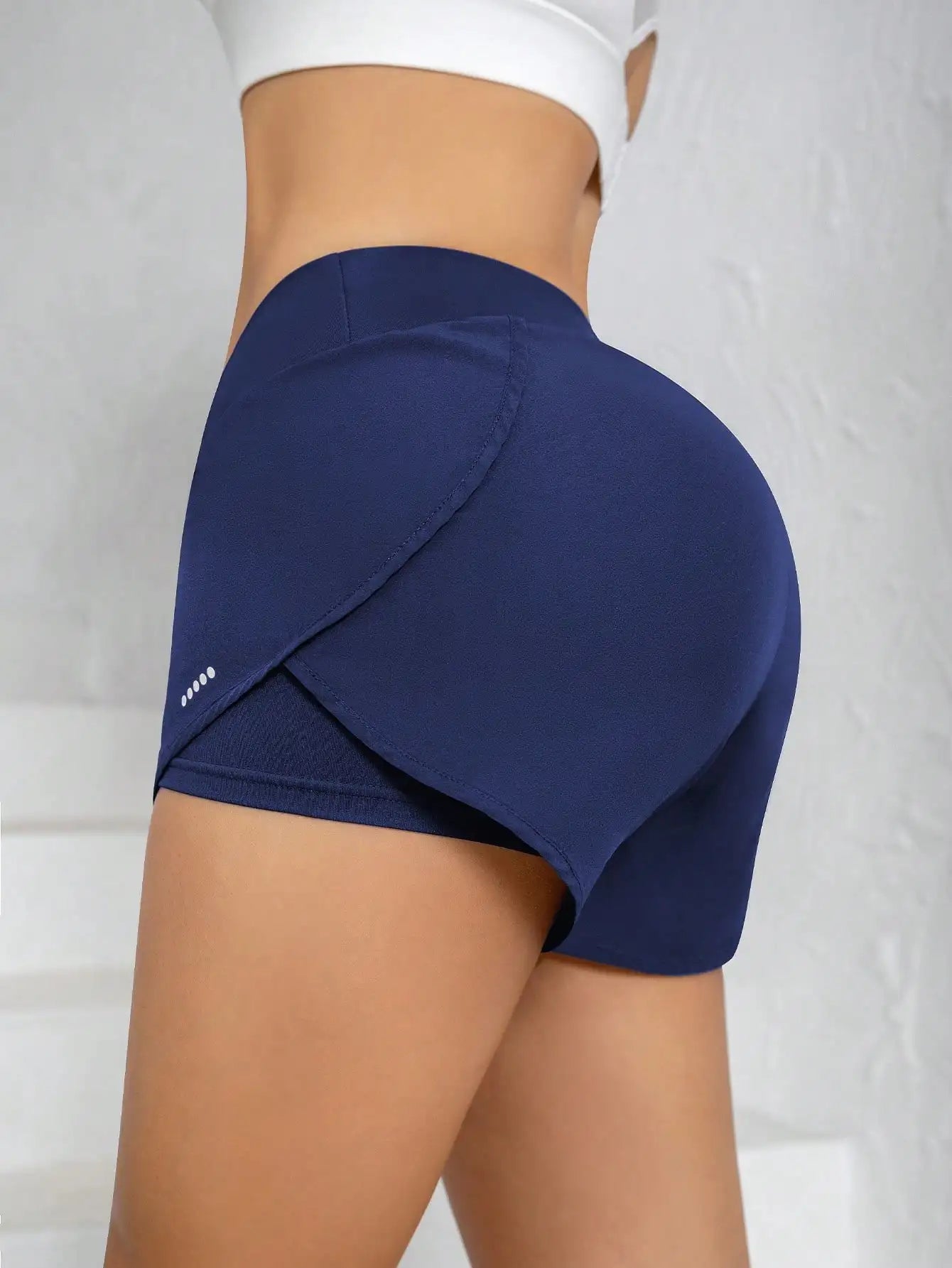 Women 2-In-1 Sports Yoga Shorts High Waist Breathable Quick-Dry